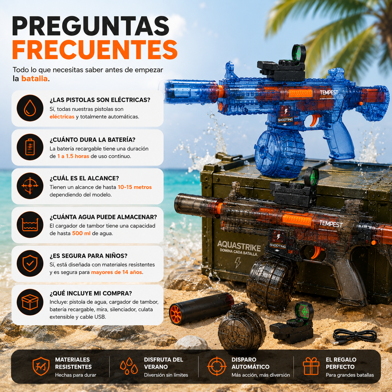 Pistola de Agua eléctrica de gran capacidad Tempest