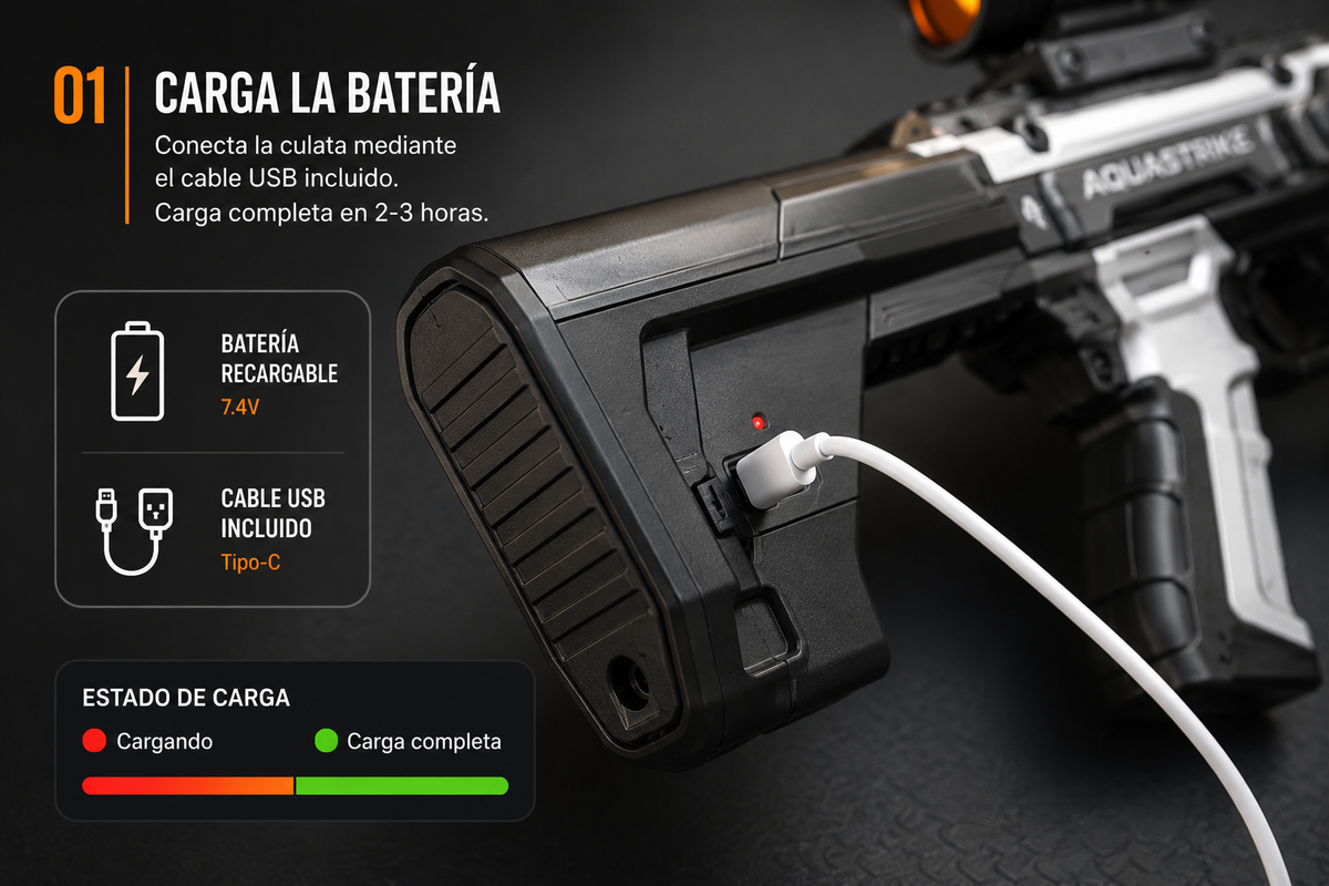 Carga la batería USB